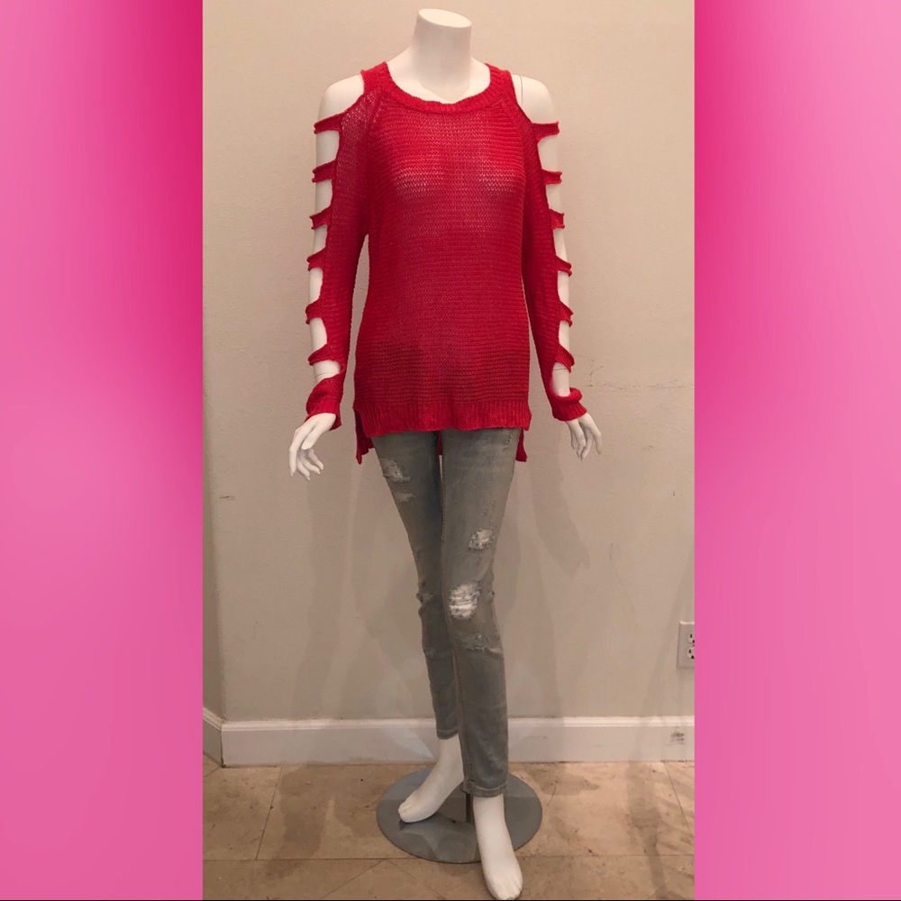 Slashed Sleeve Knit Sweater